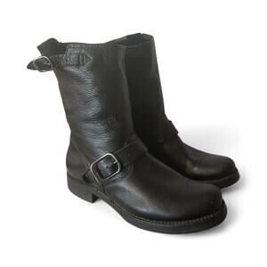 Frye Veronica Short Riding Boots Black Leather Moto Engineer Women's Size 8 B